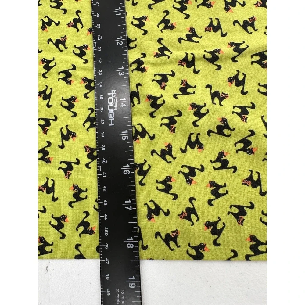 Handmade Halloween Themed Pillowcase Black Cat‎ Pattern Orange Trim 30x18 Case